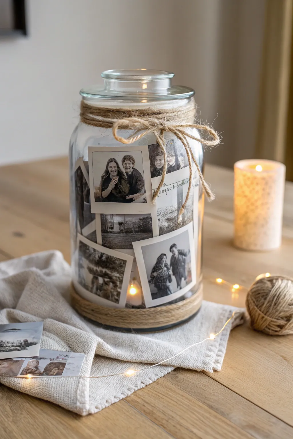 Capture memories in style with this charming photo jar—a perfect blend of minimalism and heartfelt sentiment.