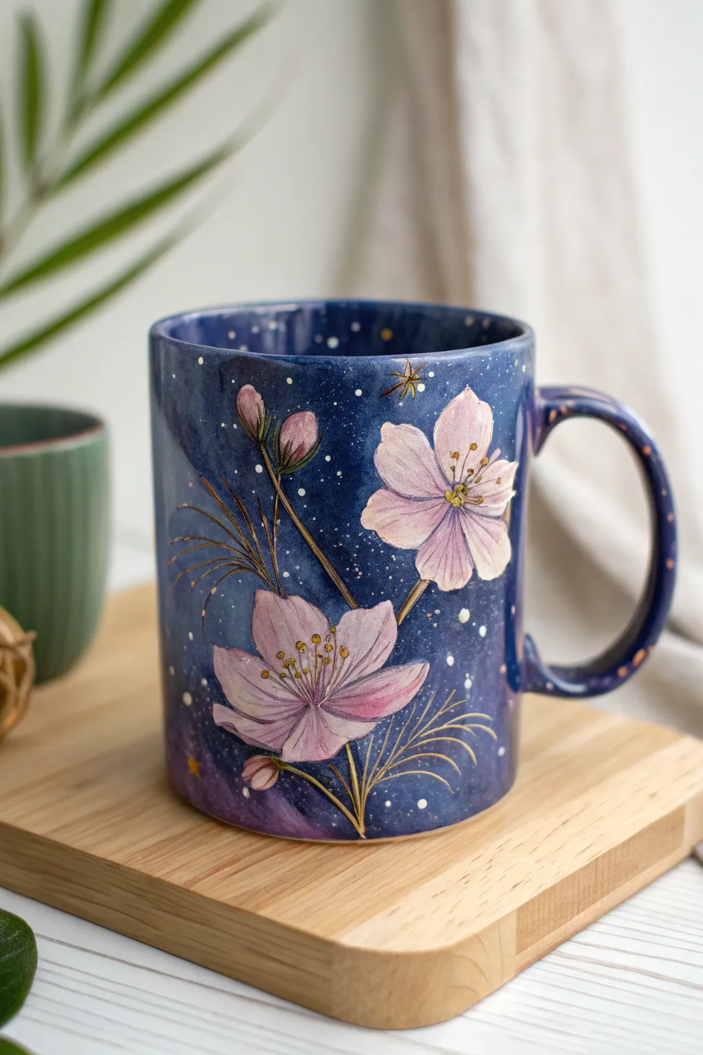 Embrace the whimsical charm of surreal floral dreams with this enchanting mug design.