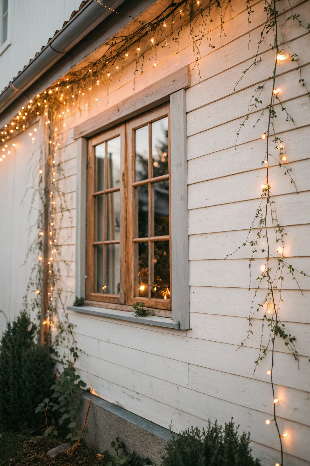 Transform your patio with enchanting lighted window frames for a cozy glow.
