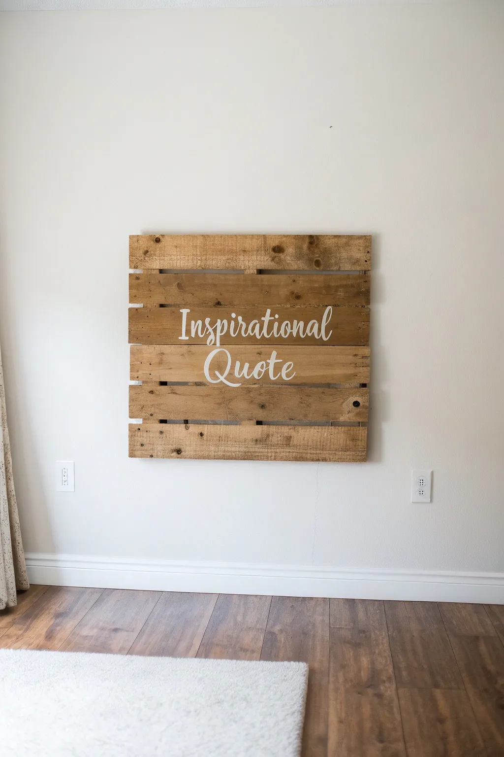 Embrace simplicity and inspiration with handcrafted pallet wall art.