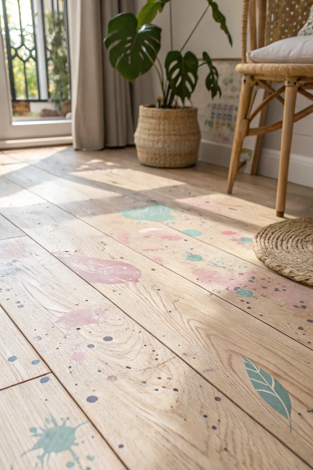 Unleash your creativity with splatter paint magic – where art meets floorcraft.
