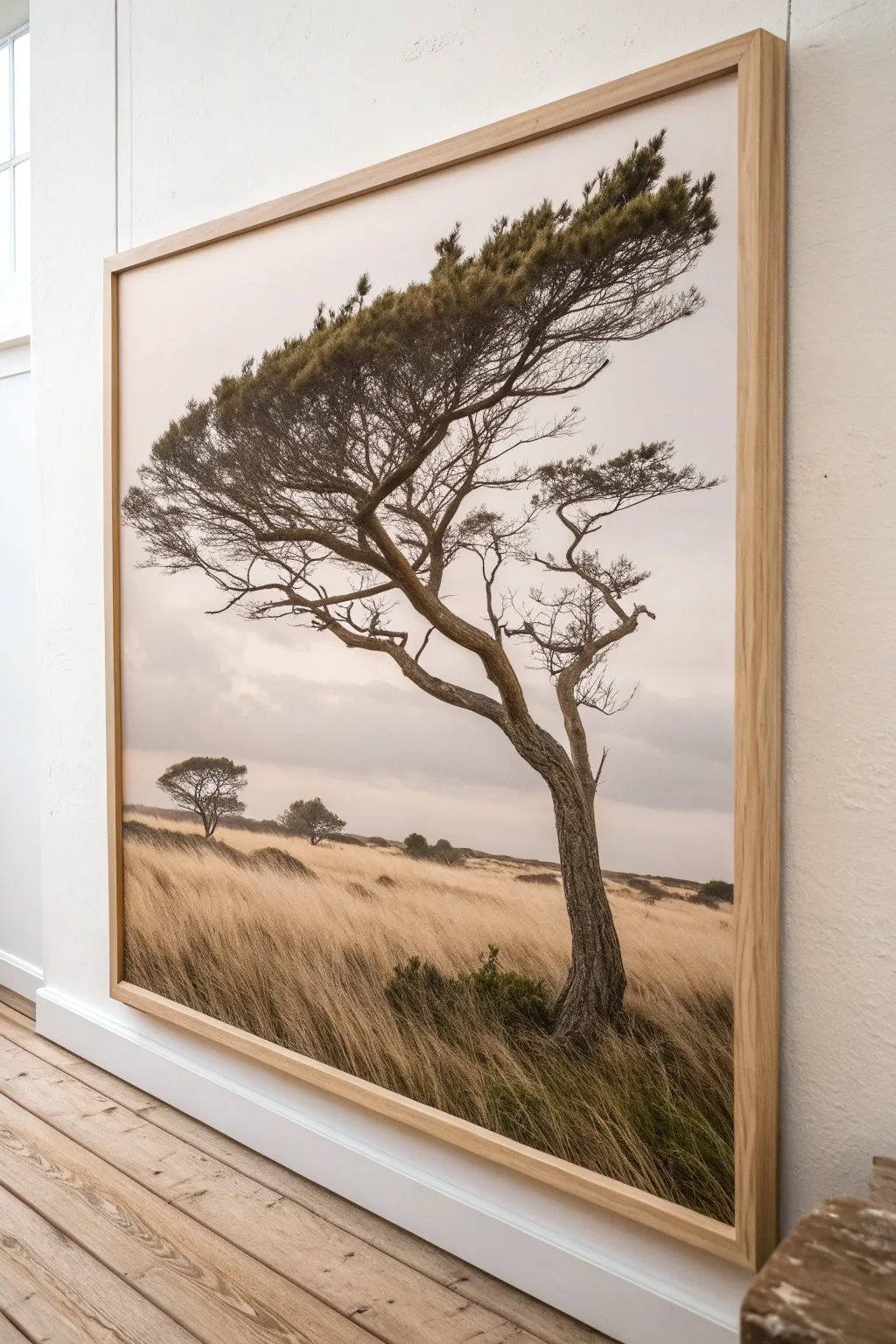 Embrace the elegance of nature's dance with this minimalist tree painting.