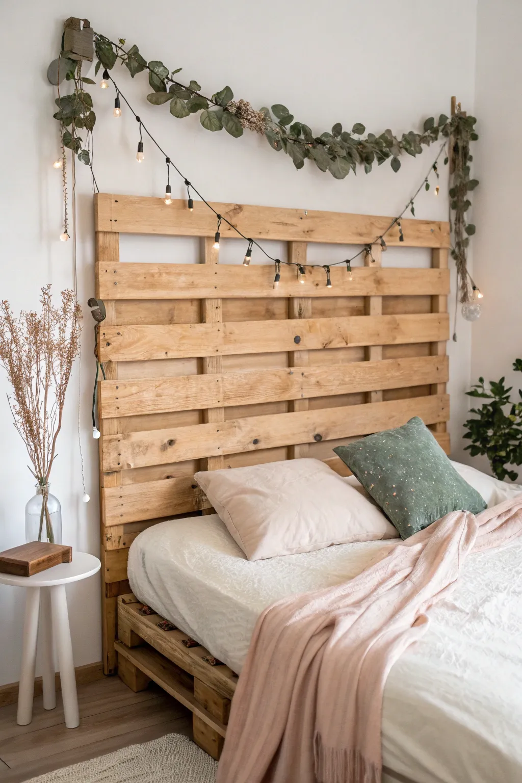 Transform your space with a versatile pallet headboard, perfect for seasonal decor updates!