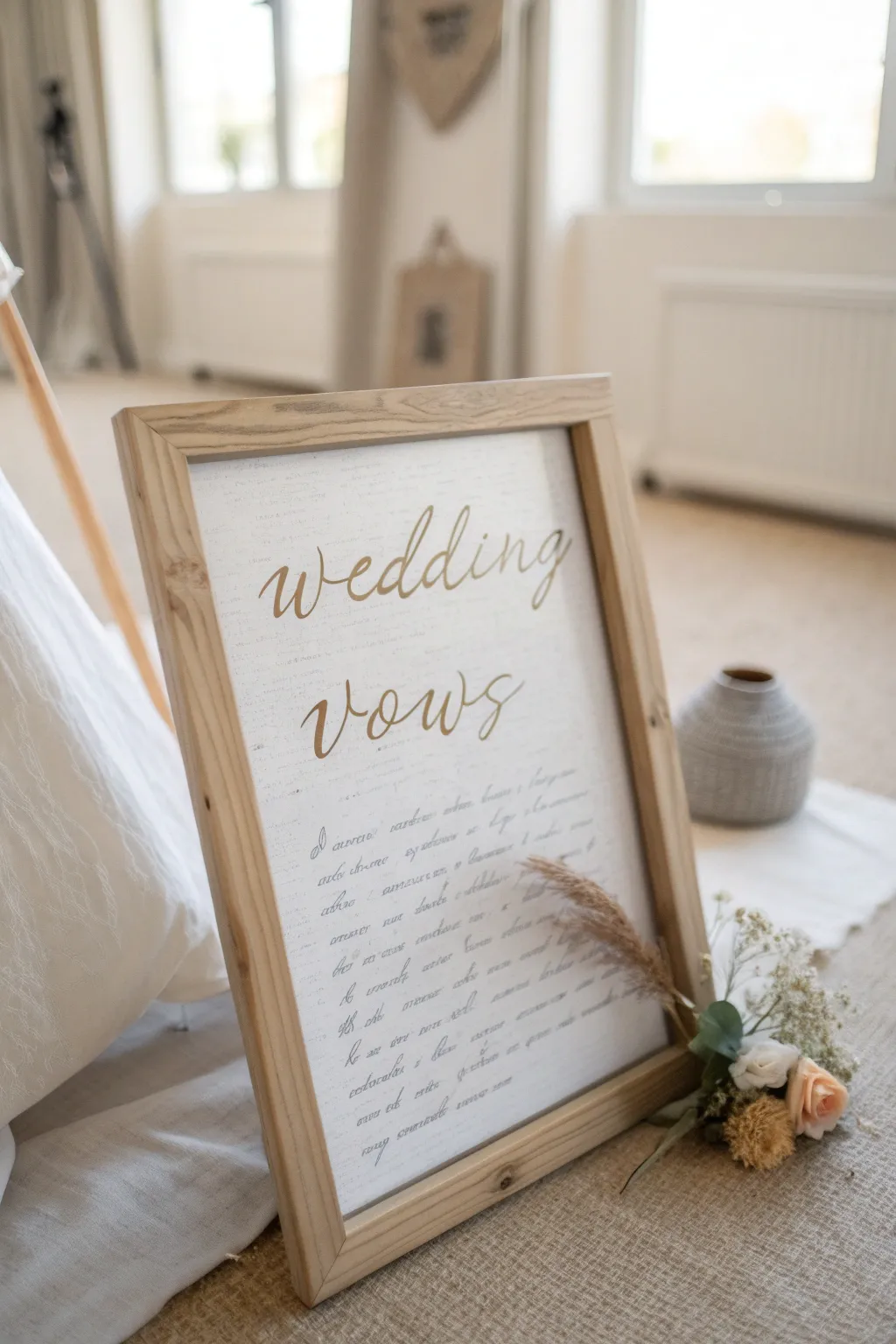 Capture your love story with beautifully framed vows—a timeless reminder of your commitment.