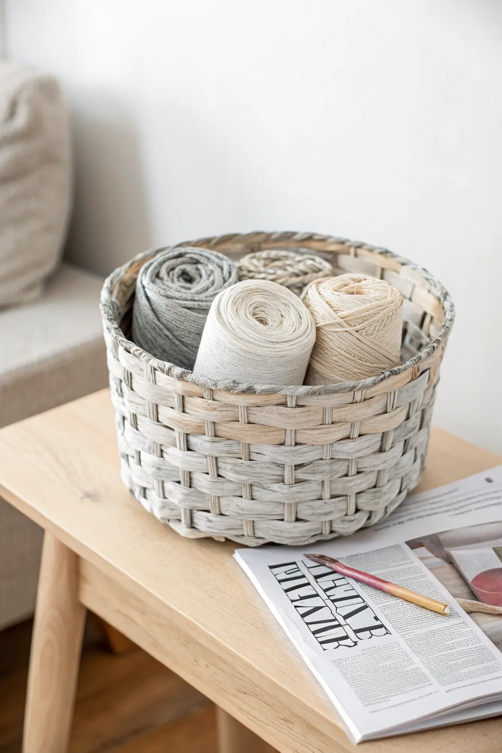 Transform old newspapers into a chic storage solution with this handmade basket. A perfect blend of rustic charm and minimalist elegance!