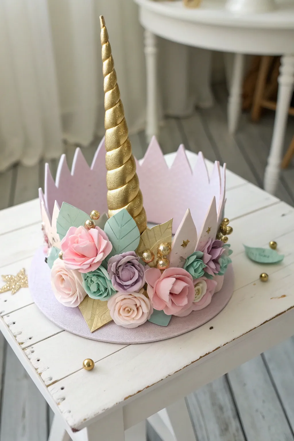 Embrace the magic with this enchanting pastel unicorn crown, perfect for adding a touch of whimsy to any special occasion.