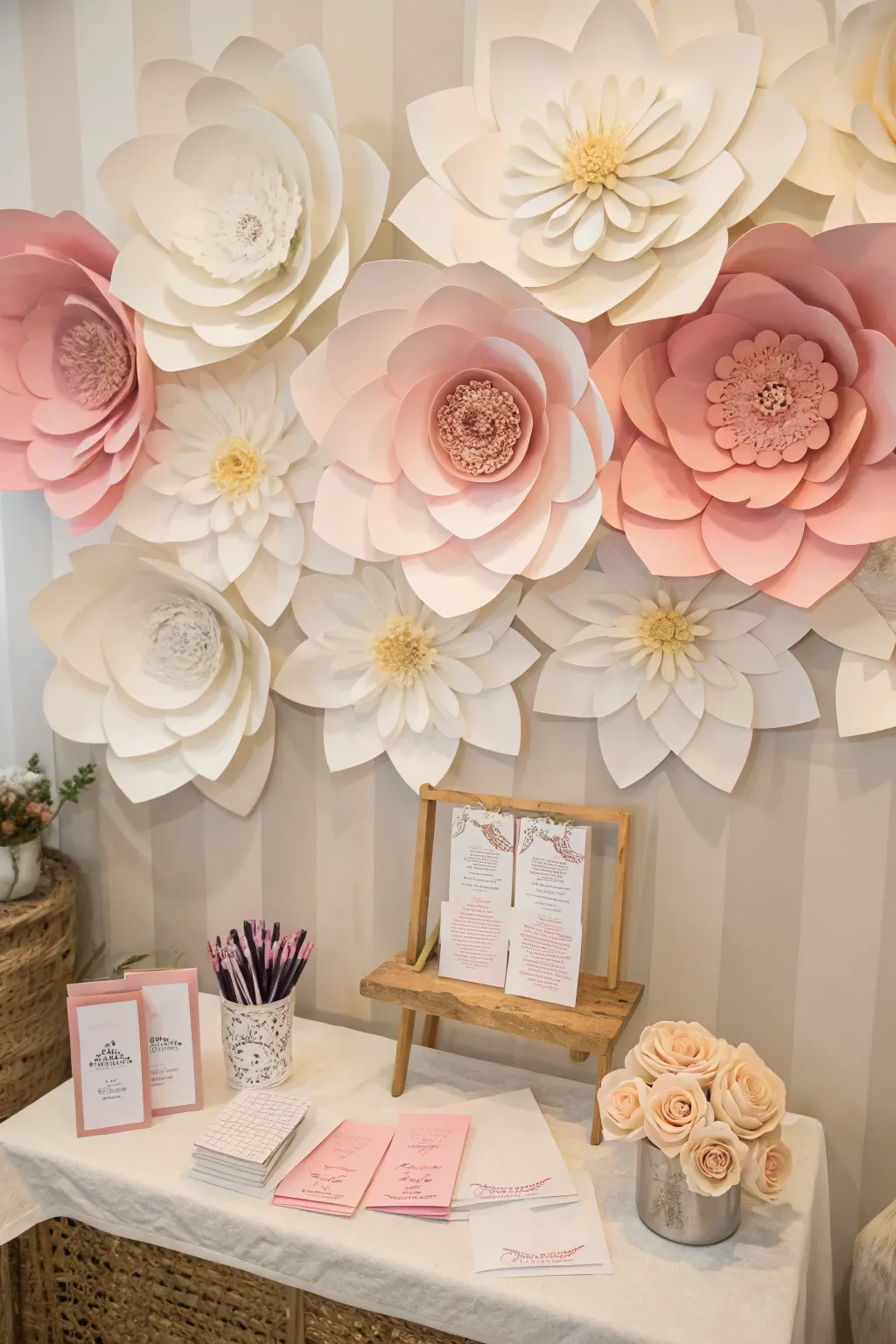 Add a personal touch to your event with an interactive paper flower wall—where creativity blossoms!