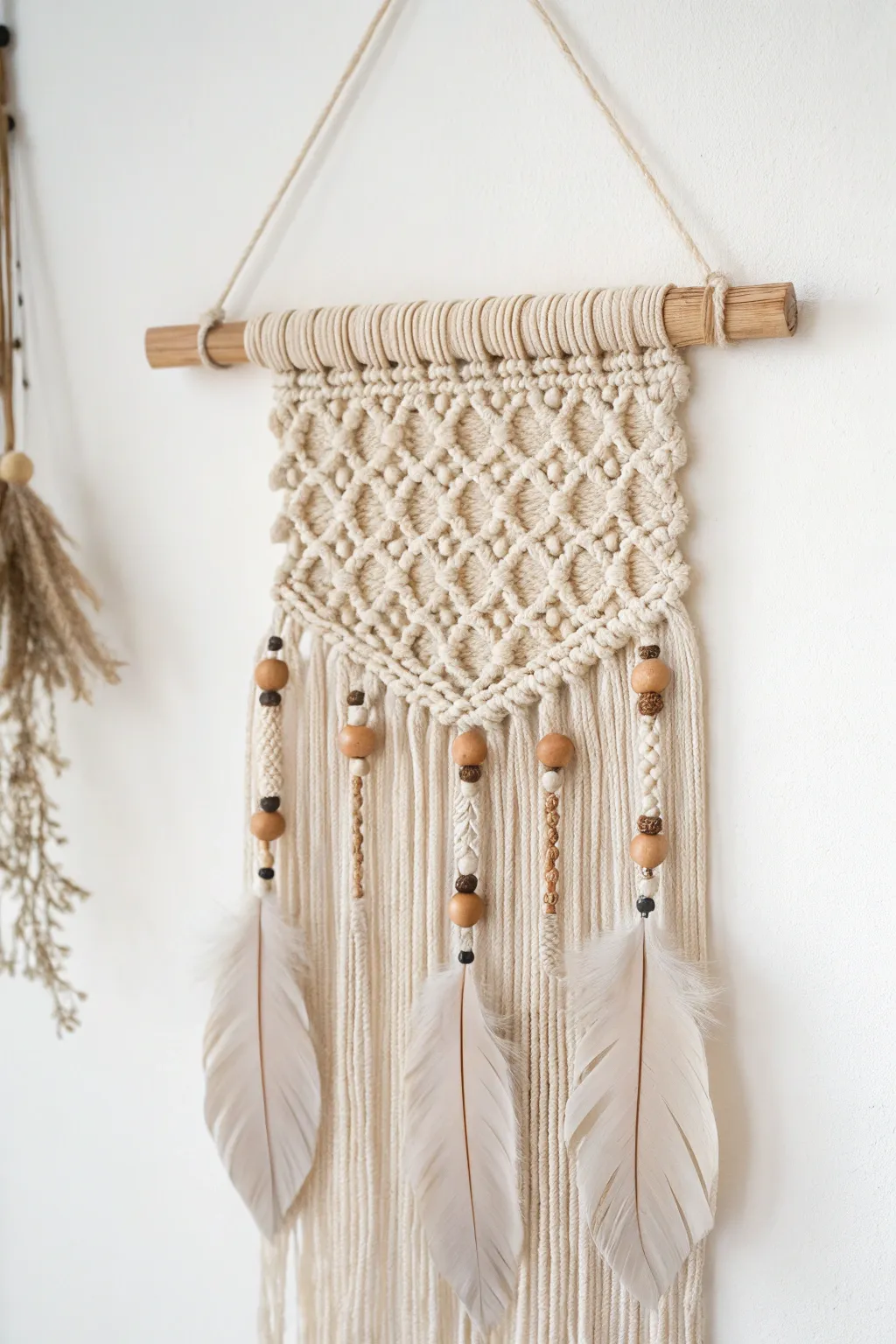 Elevate your space with handcrafted elegance: a minimalist wall hanging that blends simplicity with a touch of boho charm.