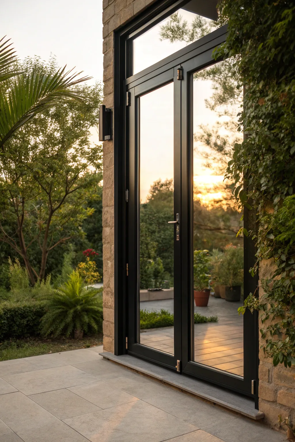 Elevate your outdoor space with bold black frames that add a touch of drama and sophistication.