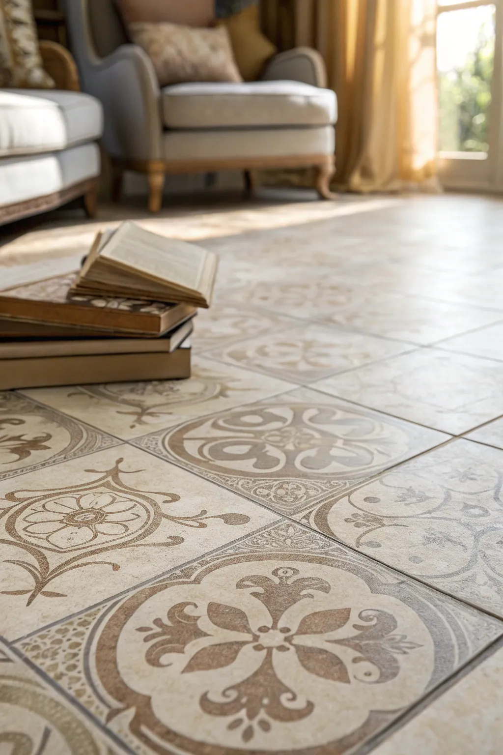 Elevate your space with the quiet sophistication of subtly textured vinyl tiles.