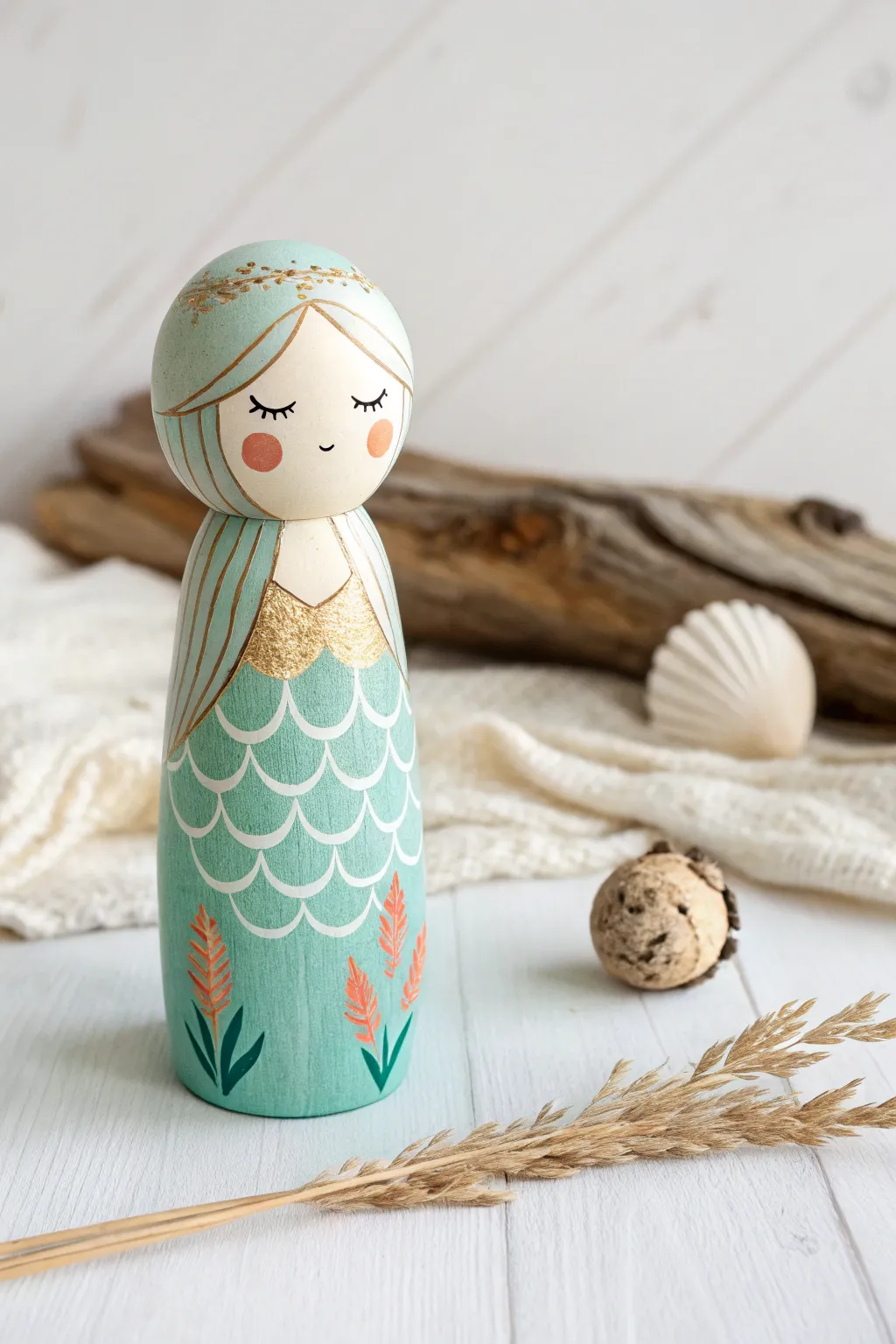 Dive into creativity with this enchanting ocean-themed peg doll!