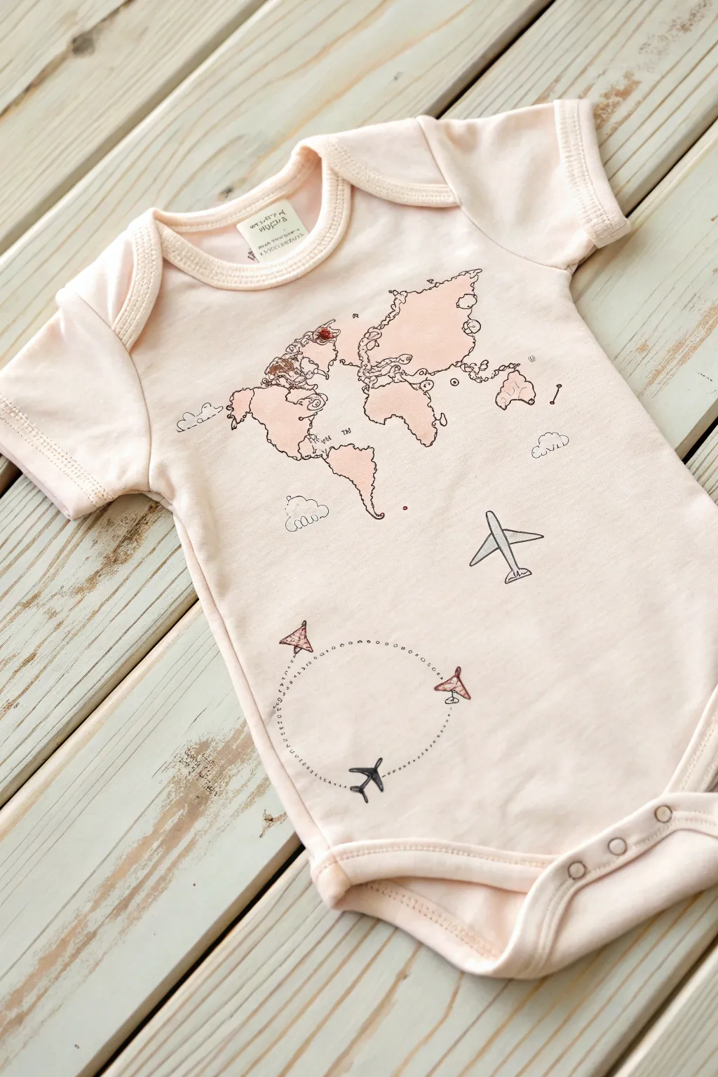 Inspire her dreams of adventure with this charming travel-themed onesie, where simplicity meets wanderlust.