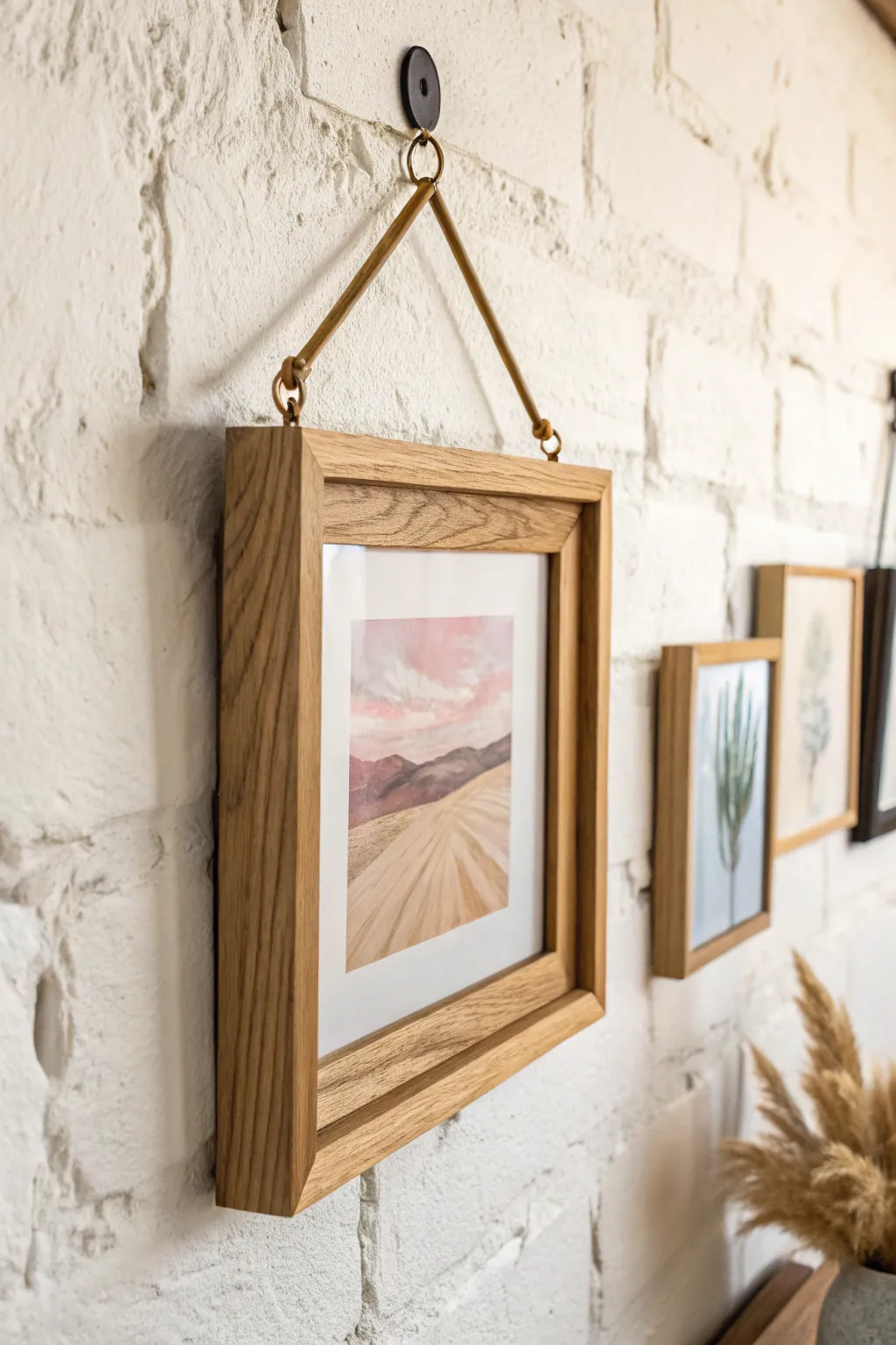 Elevate your decor with a rotating frame display that blends Scandinavian simplicity with boho charm.