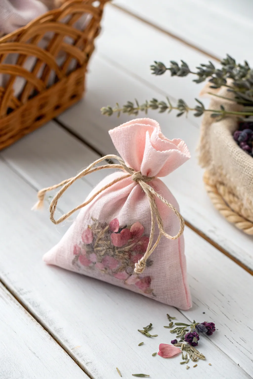 Add a touch of fragrant elegance to your space with these pink-scented sachets. Perfect for drawers and closets.