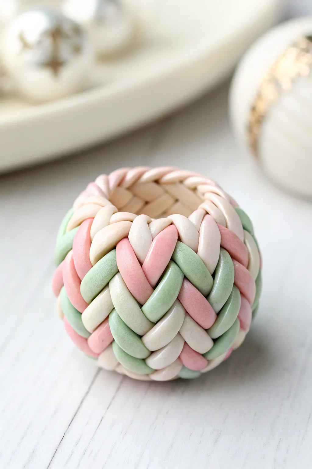 Discover the art of texture with these braided polymer clay beads, where simplicity meets natural beauty.