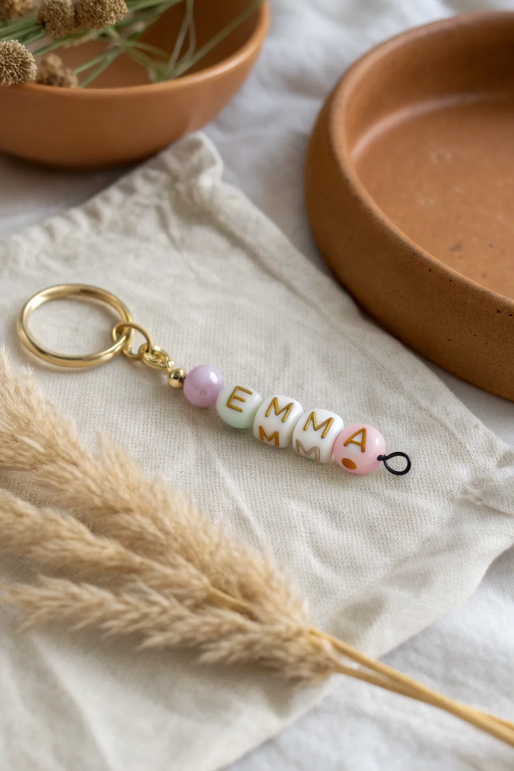 Add a personalized touch to your keys with these charming pony bead keychains. #CraftedWithLove