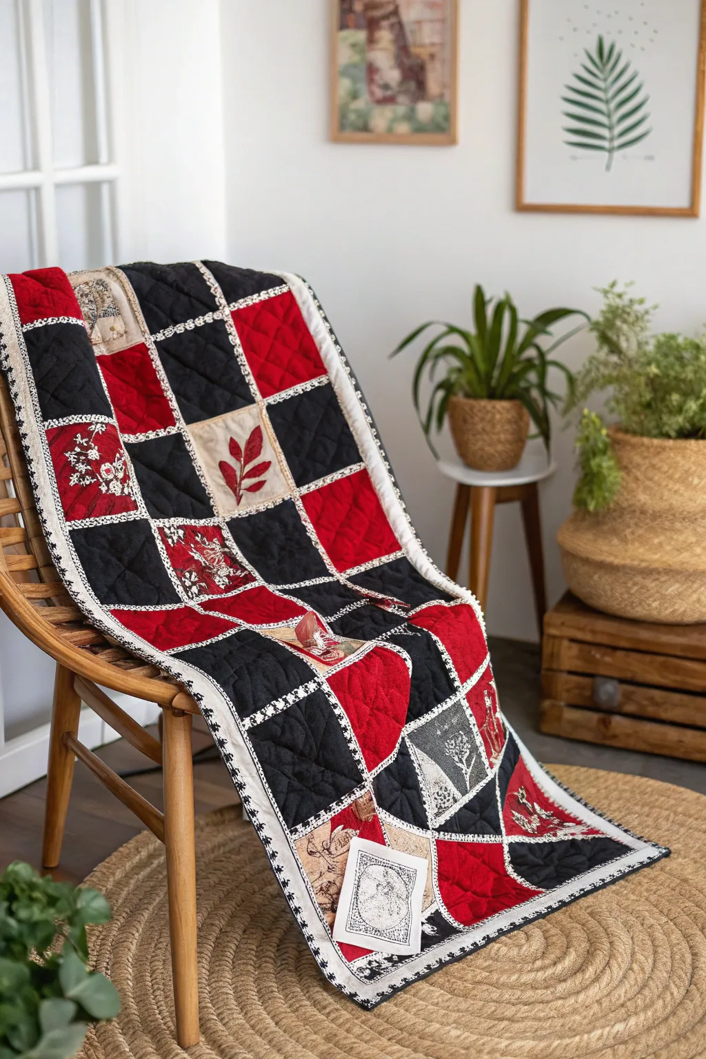Embrace bold contrasts with a touch of Scandinavian simplicity and Boho warmth in your quilting journey.