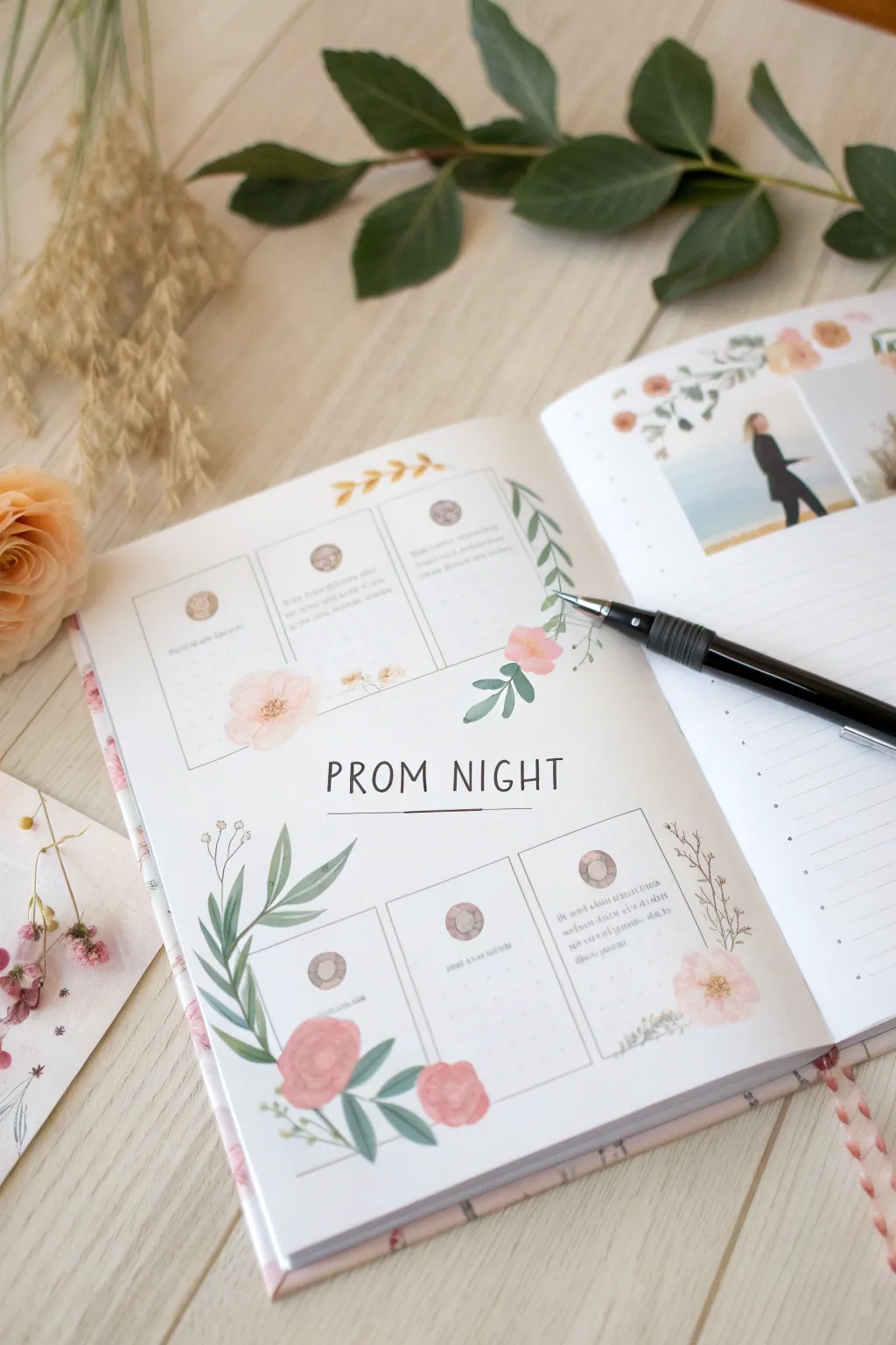 Capture the magic of prom night with a minimalist scrapbook timeline—where every moment is a work of art.