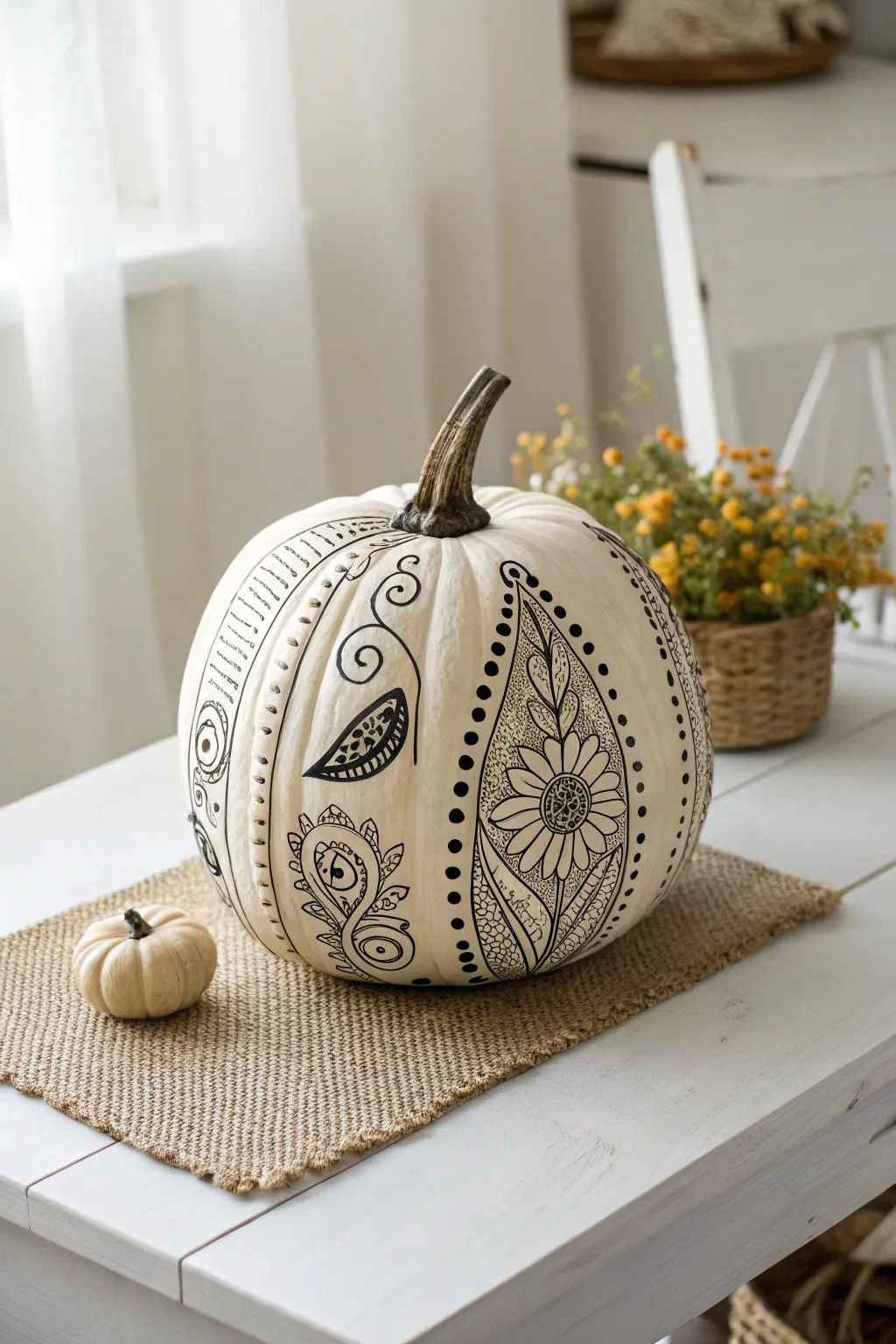 Find serenity in creativity with this beautifully intricate zentangle pumpkin design.