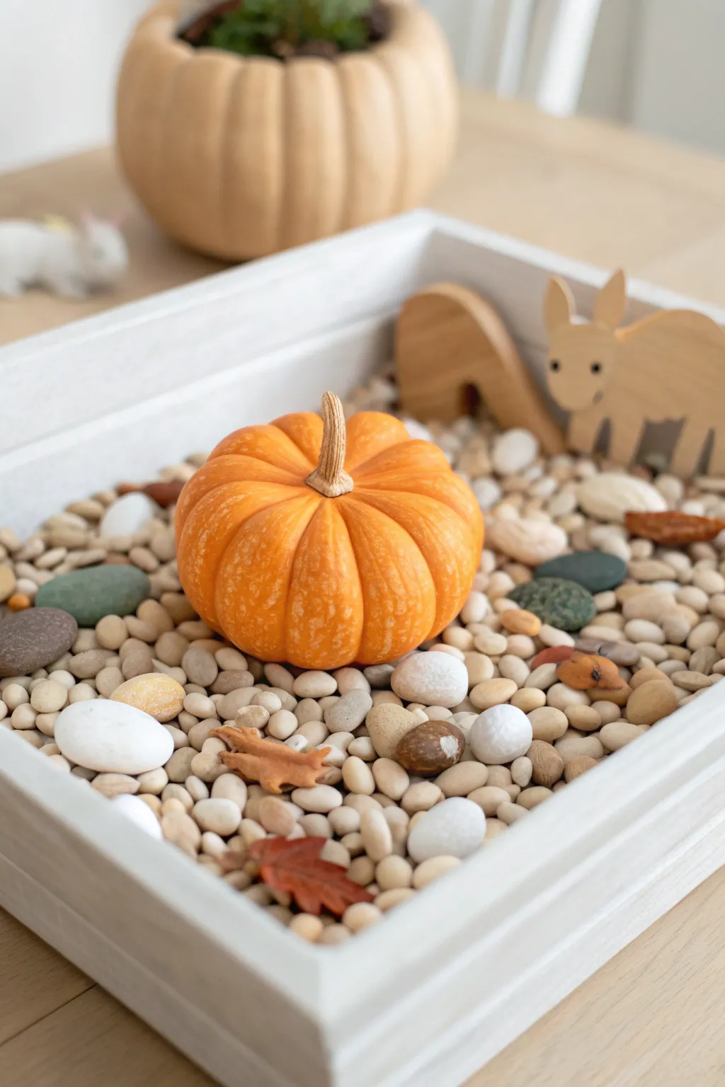 Discover hidden treasures in a pumpkin patch sensory bin, where simplicity meets playful exploration.