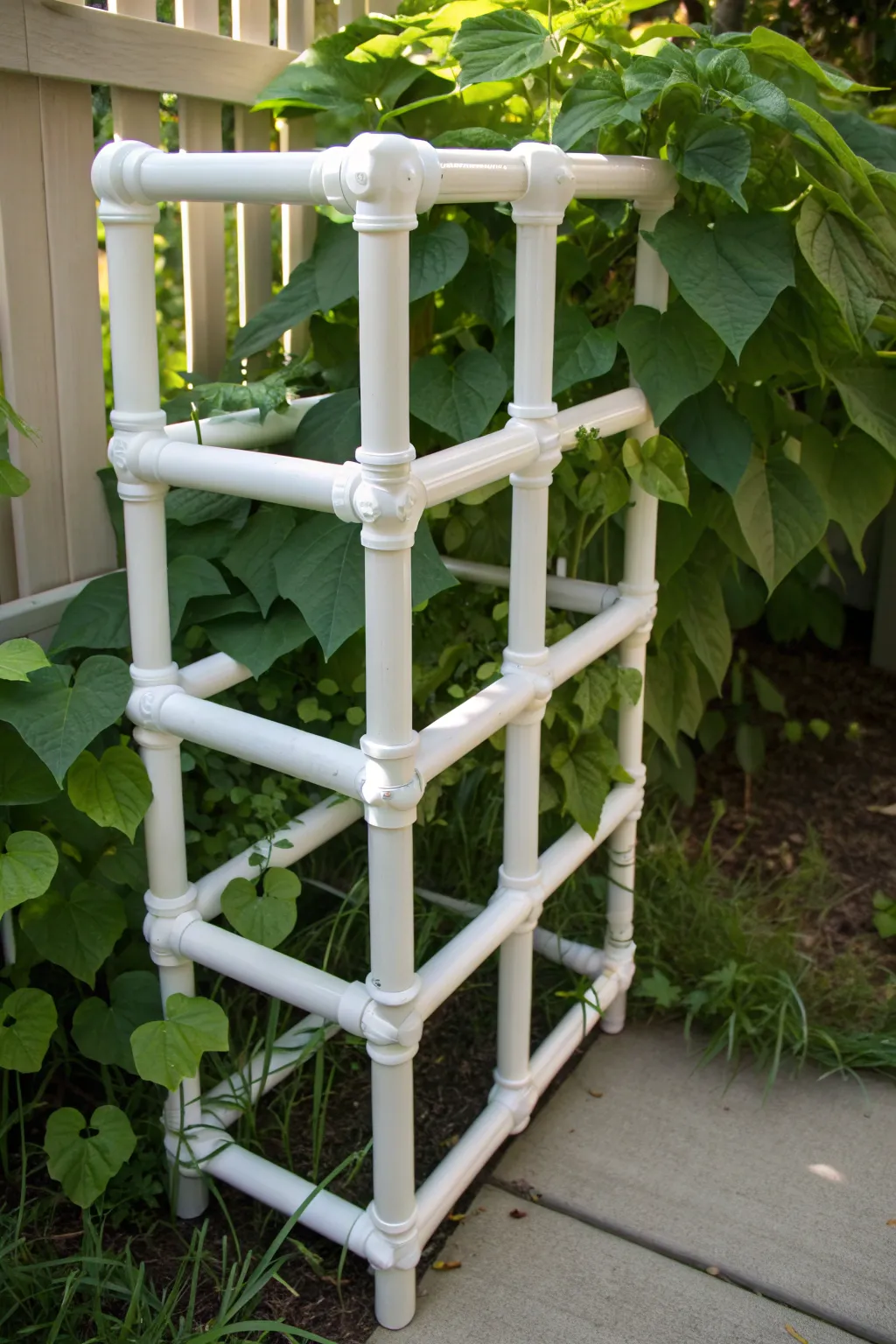 Elevate your garden with a multi-dimensional PVC trellis masterpiece.