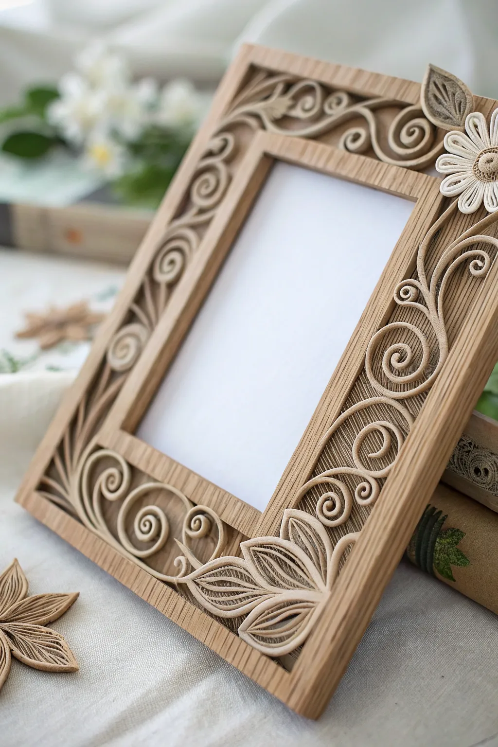 Embrace rustic charm with quilling artistry that marries simplicity with natural beauty.