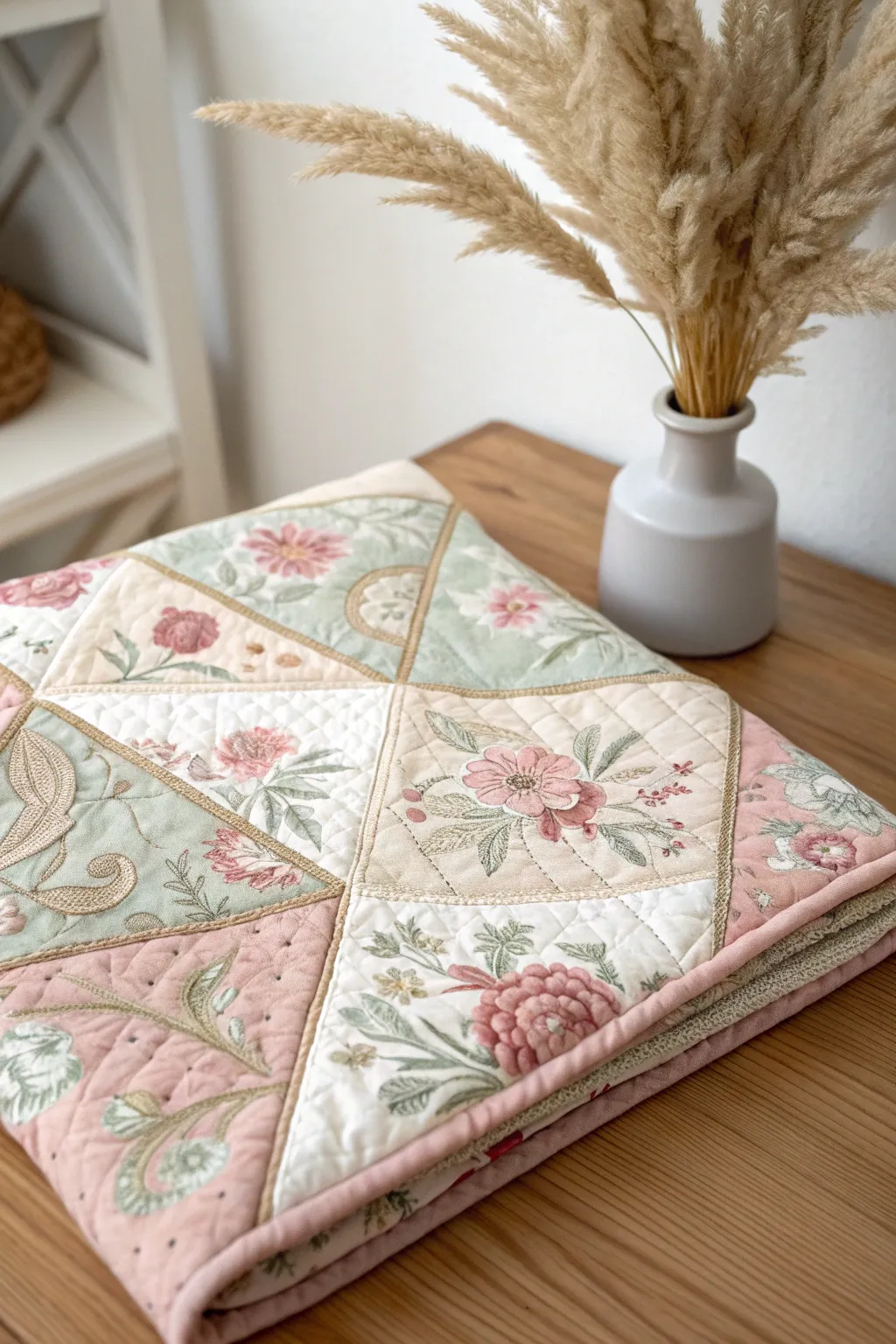 Elevate your quilting with vintage floral charm—a nod to timeless elegance and handcrafted beauty.