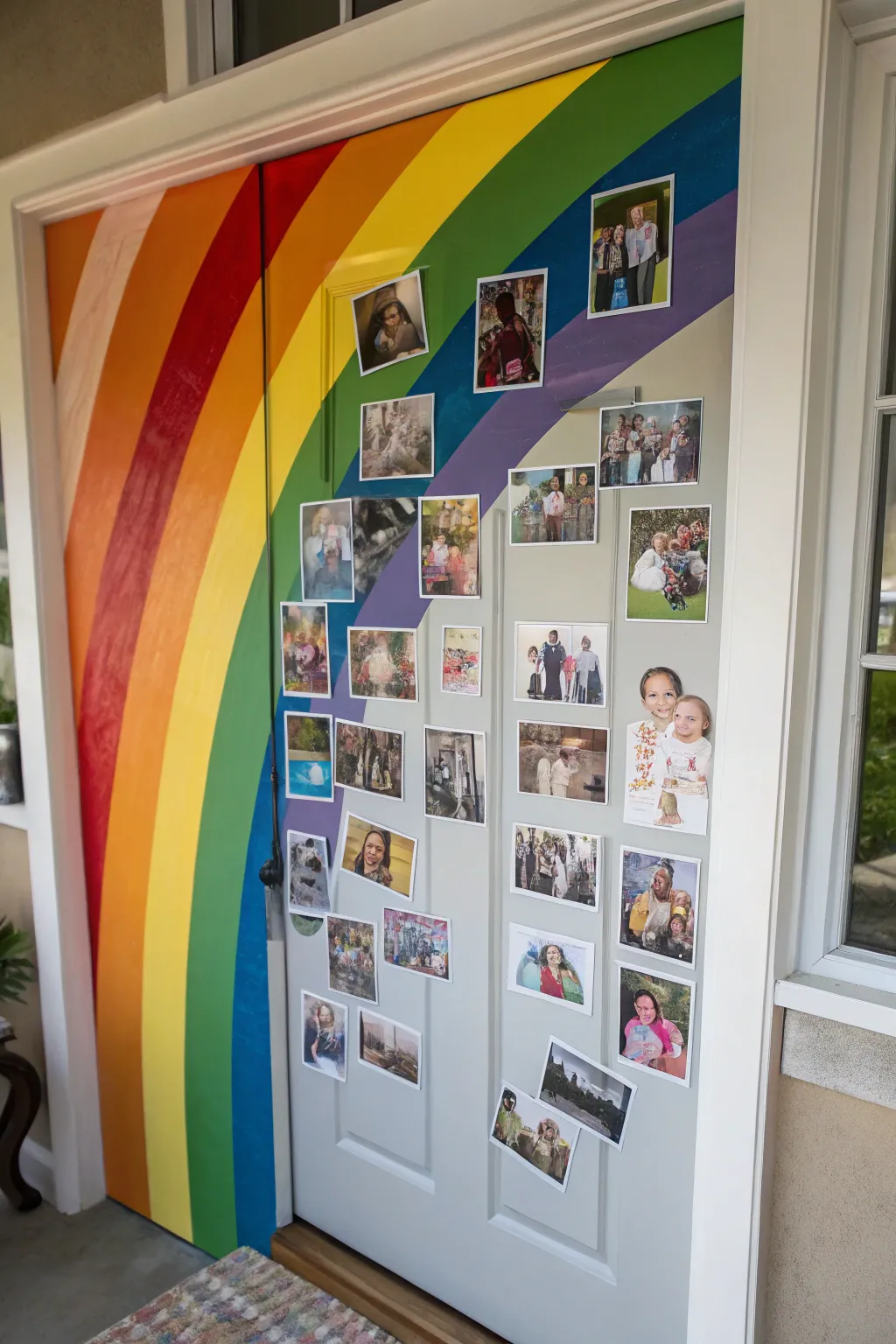 Welcome guests with a personalized rainbow photo collage.