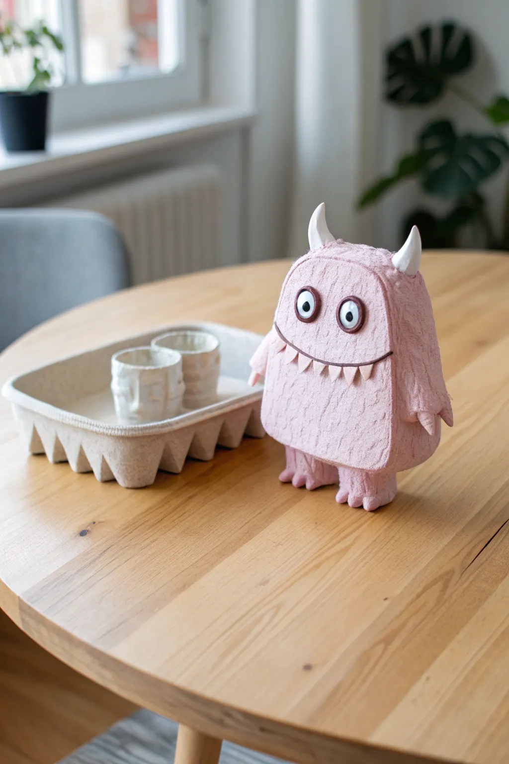 Transforming trash into treasure: Meet our charming foam tray monster, crafted with love and creativity!