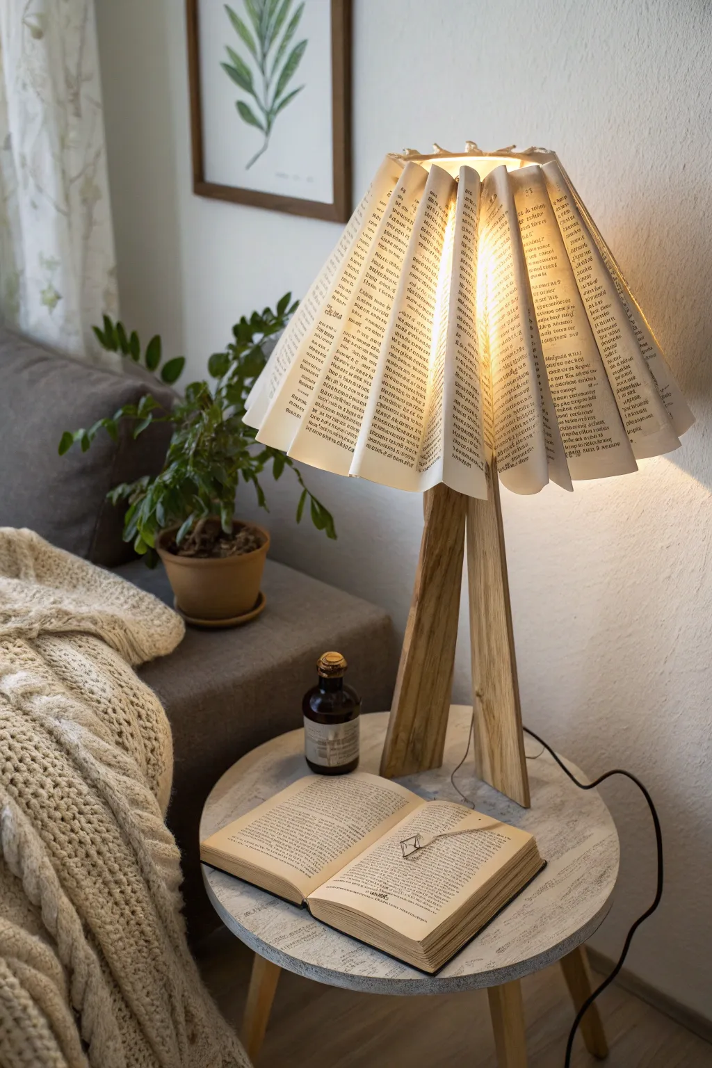 Illuminate your literary haven with a DIY book page lamp, where stories come to light.