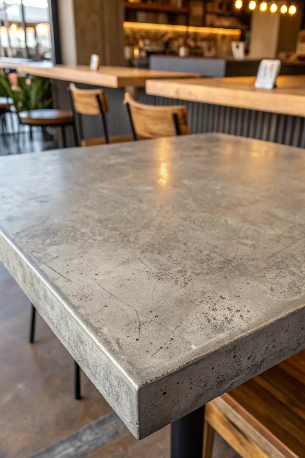 Transform your space with a sleek, rustic concrete table finish that blends craftsmanship and modern elegance.