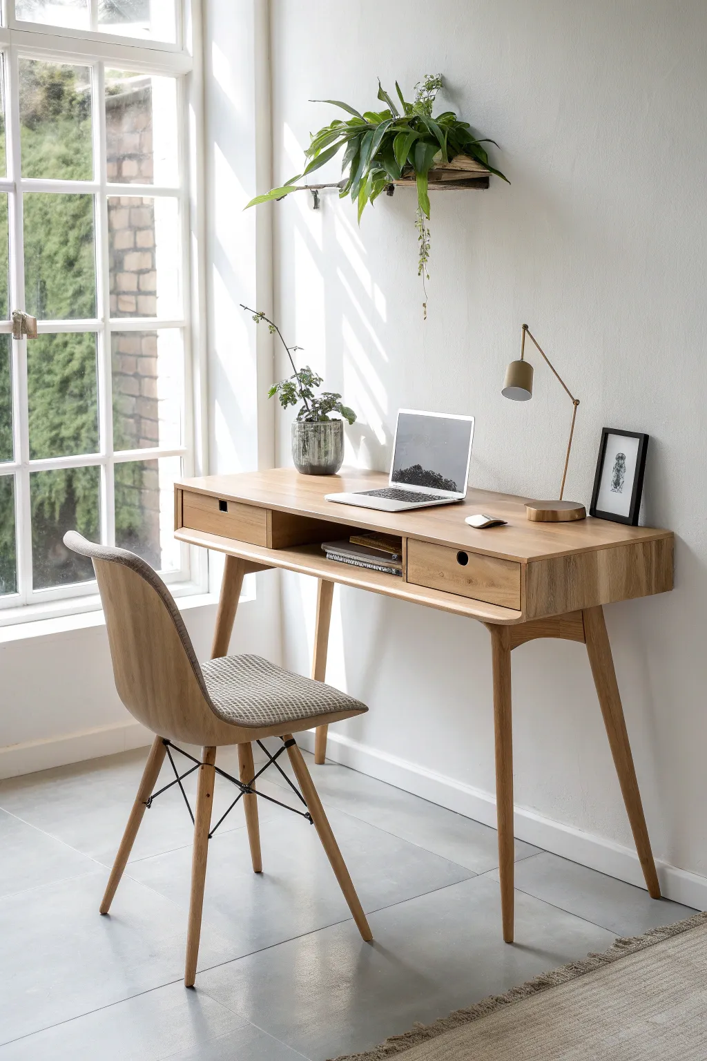 Transform your space with a chic floating desk—where Scandinavian minimalism meets Boho elegance.
