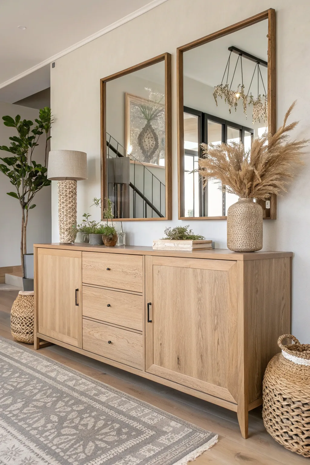 Transform your space with mirror magic: a perfect blend of minimalism and boho charm.