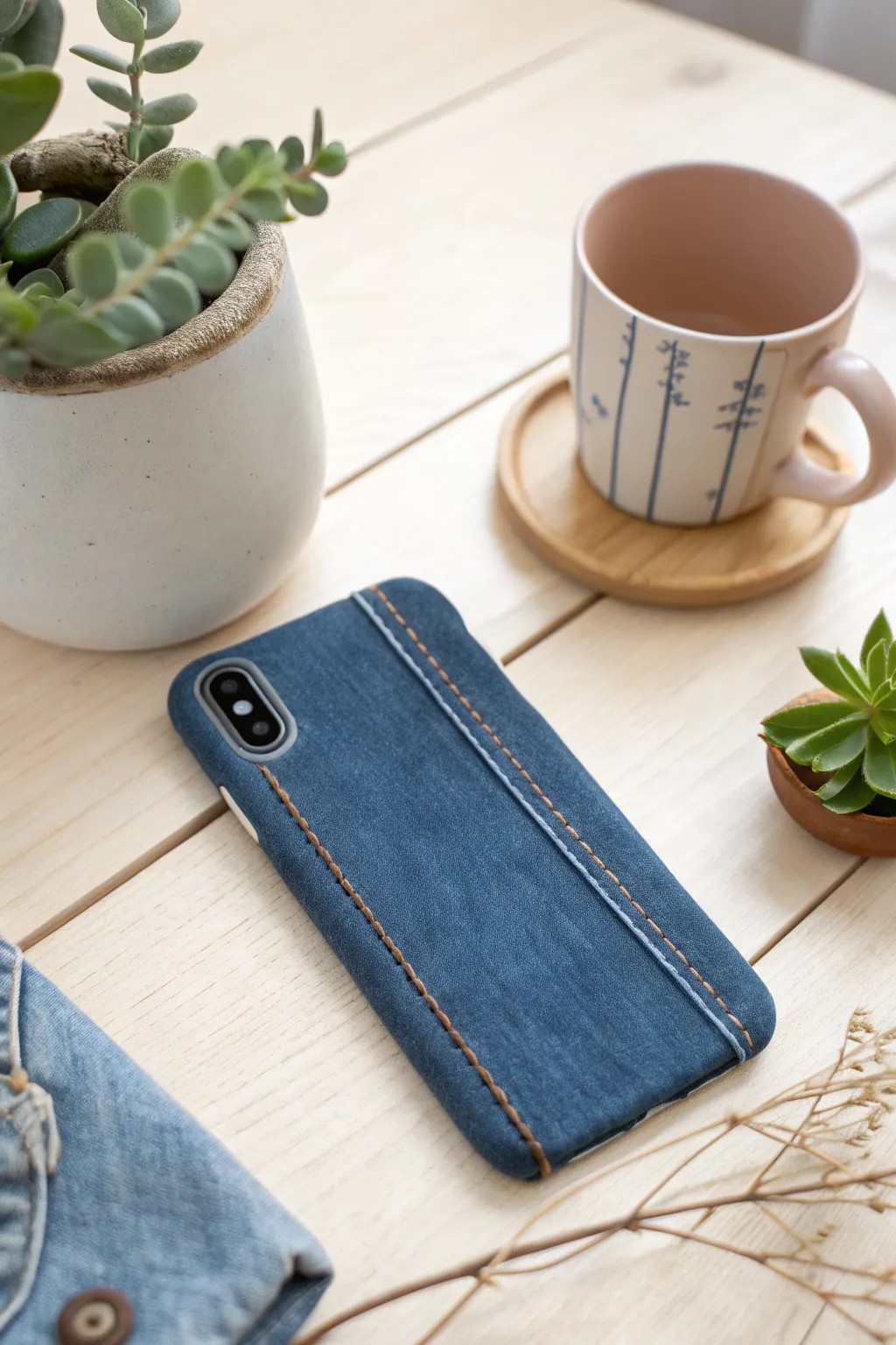 Transform your old denim into a chic phone case that blends rugged charm with minimalist elegance.