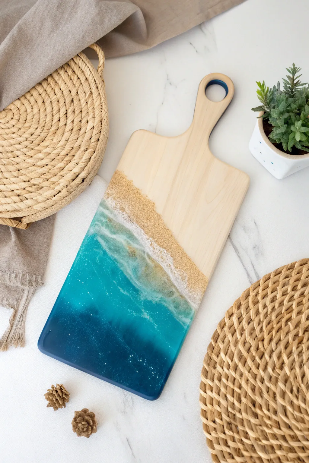 Elevate your kitchen style with a stunning gradient resin cutting board—where simplicity meets artistry.