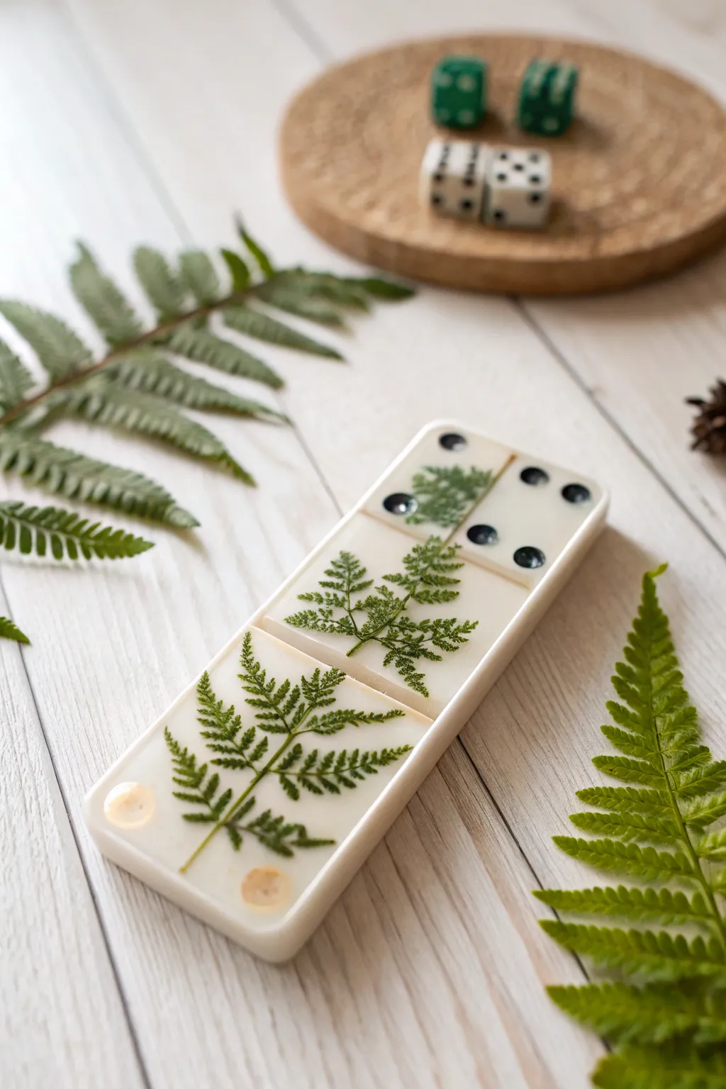 Embrace nature's elegance with these stunning botanical resin dominoes, perfect for your minimalist collection.