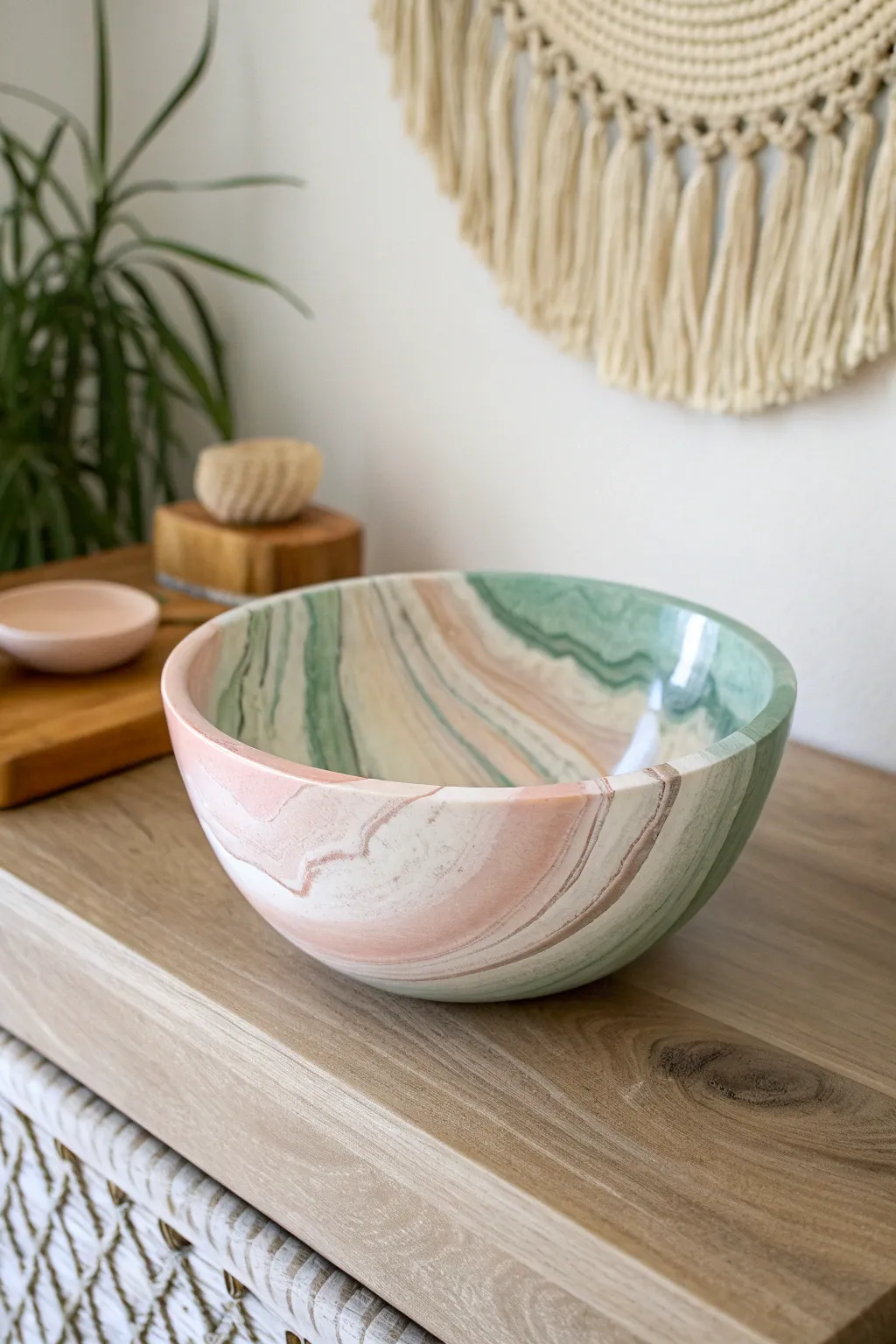 Elevate your decor with the natural beauty of resin-infused bowls, where art meets simplicity.