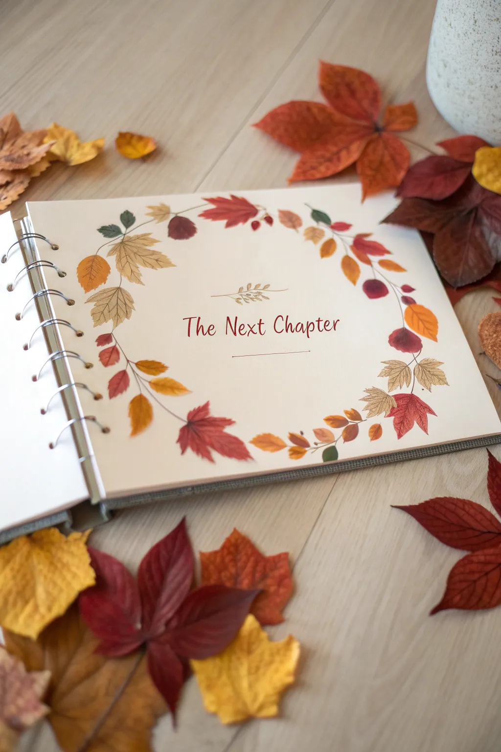 Embrace the beauty of new beginnings with an autumn-inspired retirement scrapbook page.