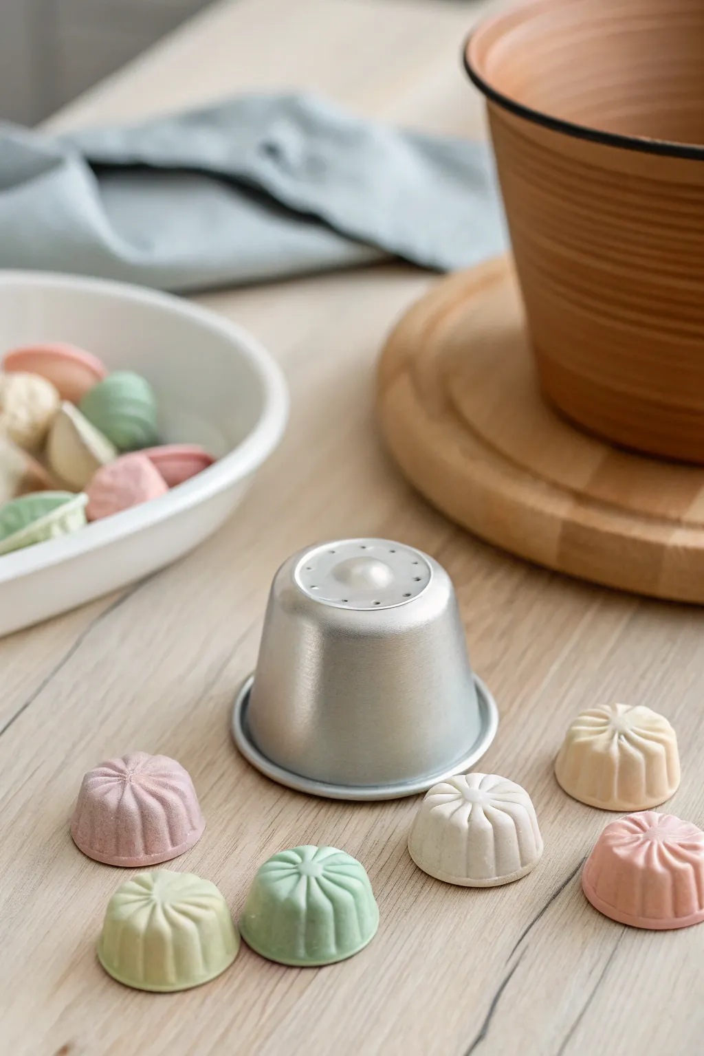 Transform your play-clay creations with the simple elegance of upcycled coffee pods. #Craftsmanship #MinimalistPlay