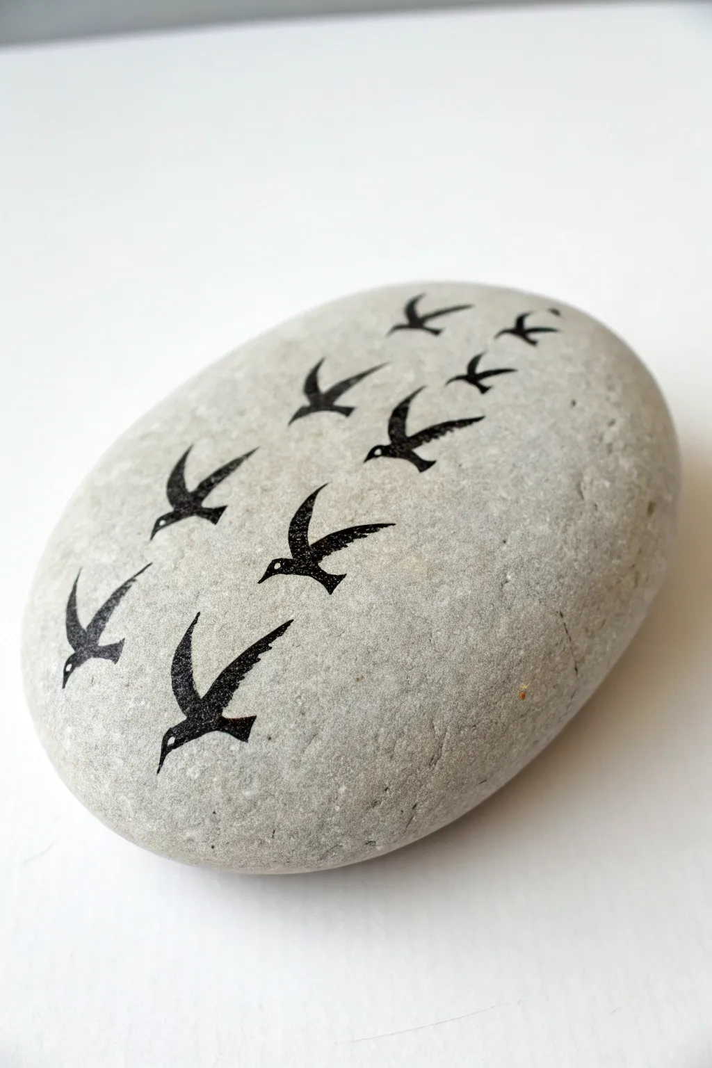 Embrace the freedom of nature with minimalist bird art on stone.