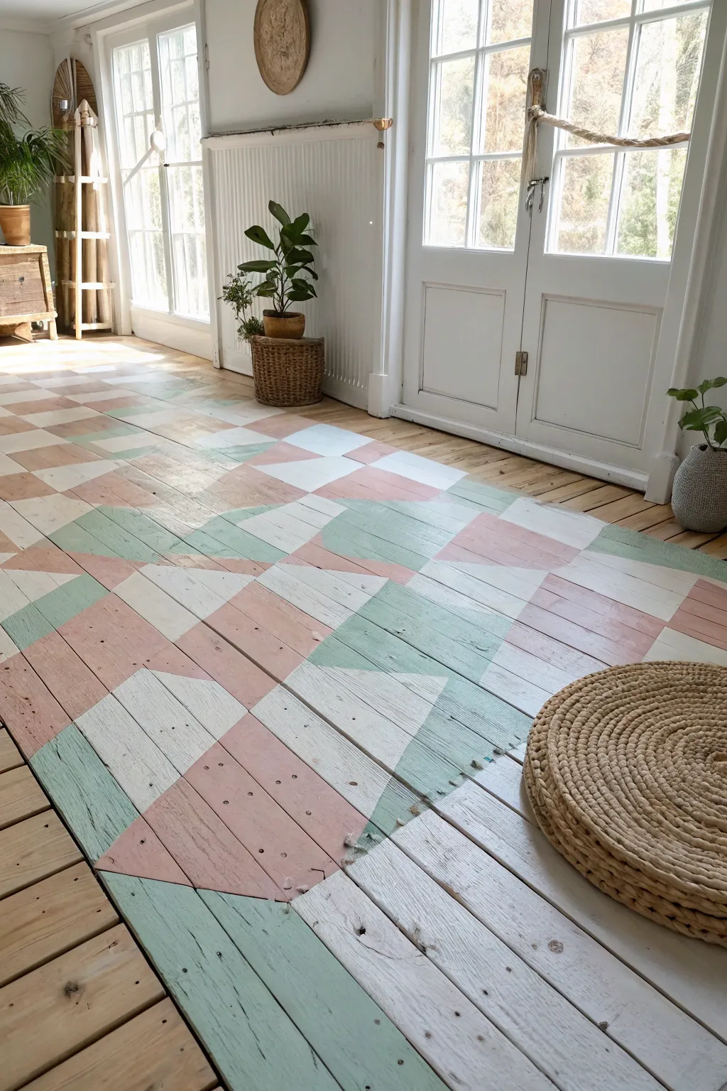Elevate your space with the charm of hand-painted floors—where craftsmanship meets minimalist elegance.
