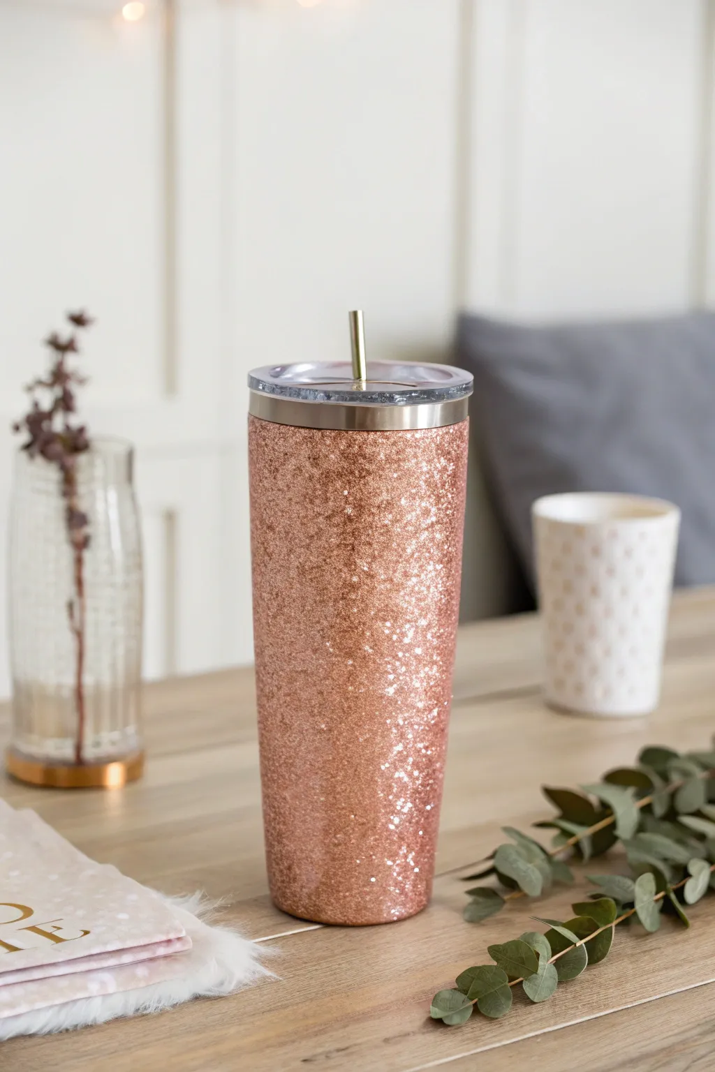 Embrace understated elegance with a touch of rose gold shimmer.