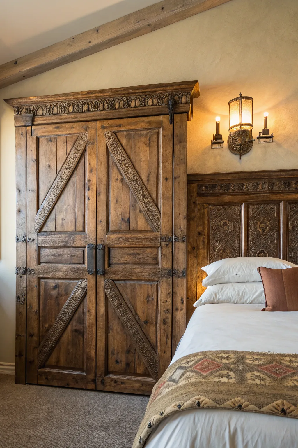 Transform your space with a touch of rustic elegance - an upcycled vintage door headboard.