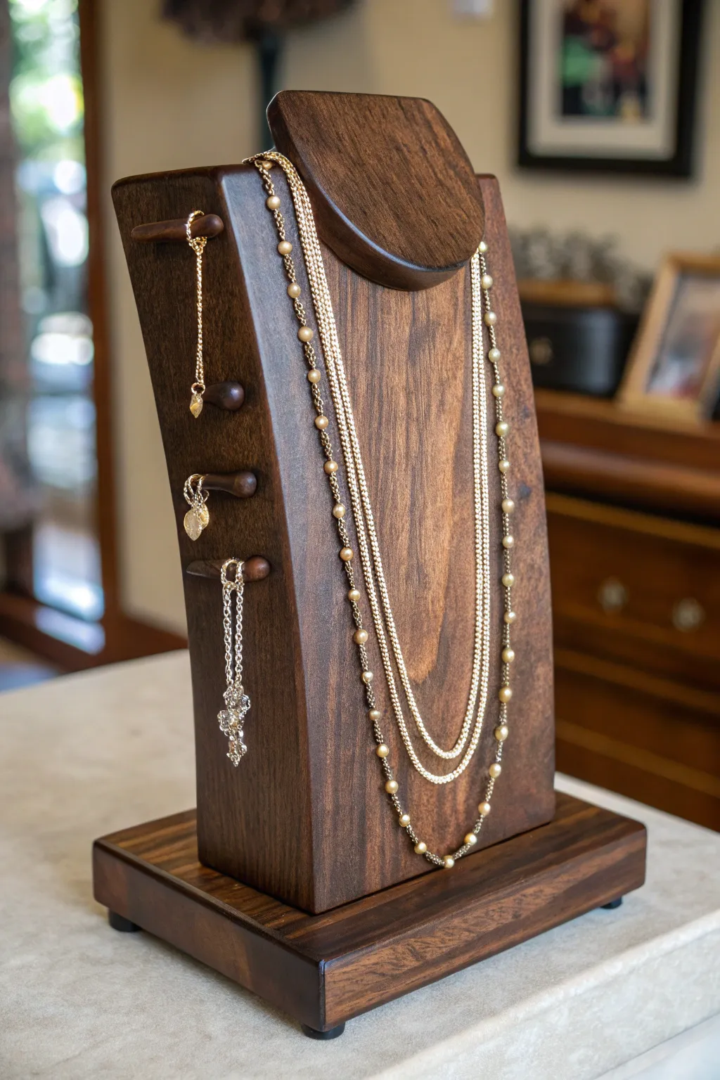 Elevate your accessory game with this handcrafted wooden jewelry stand—where functionality meets craftsmanship.