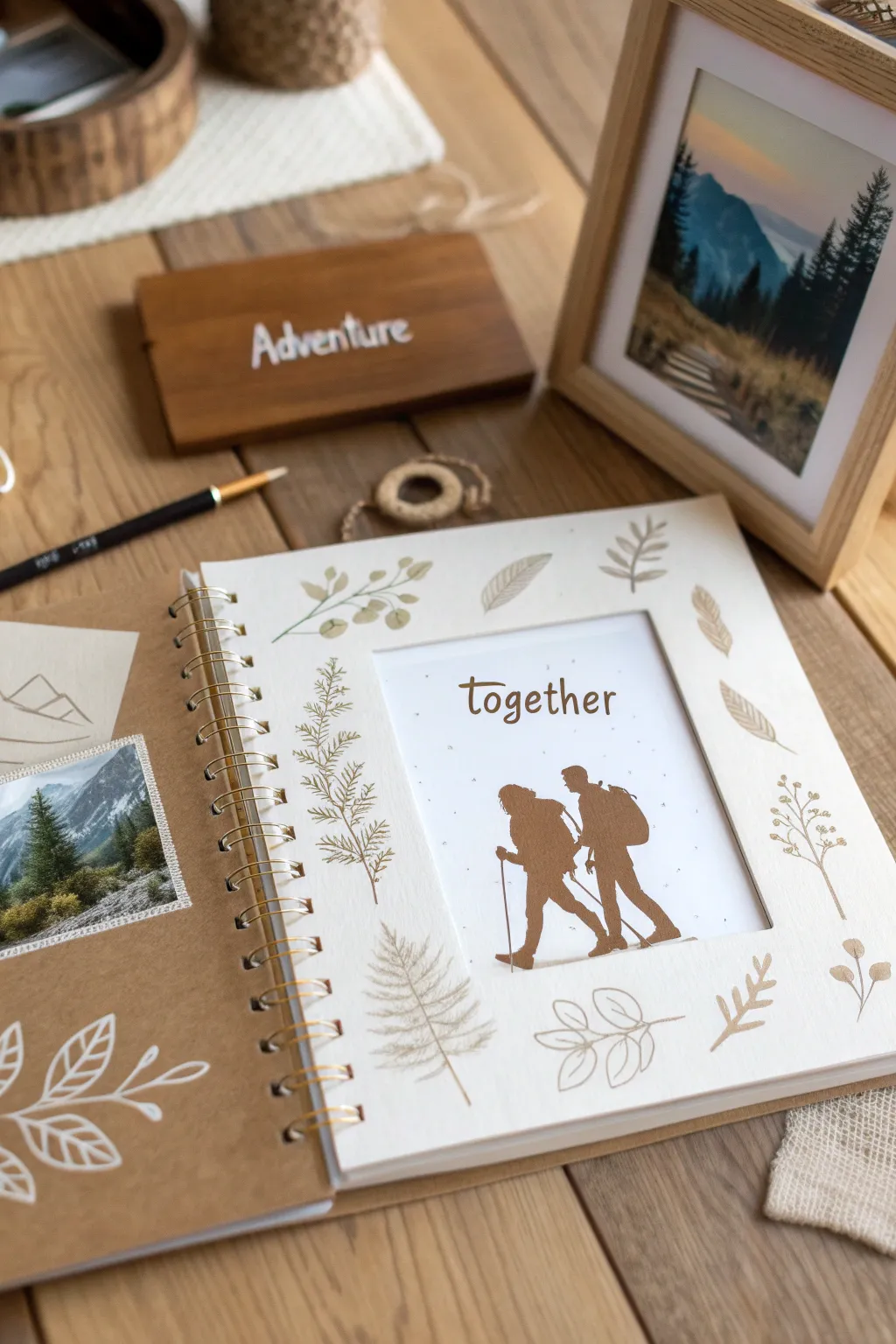 Capture your shared adventures with minimalist scrapbook elegance.