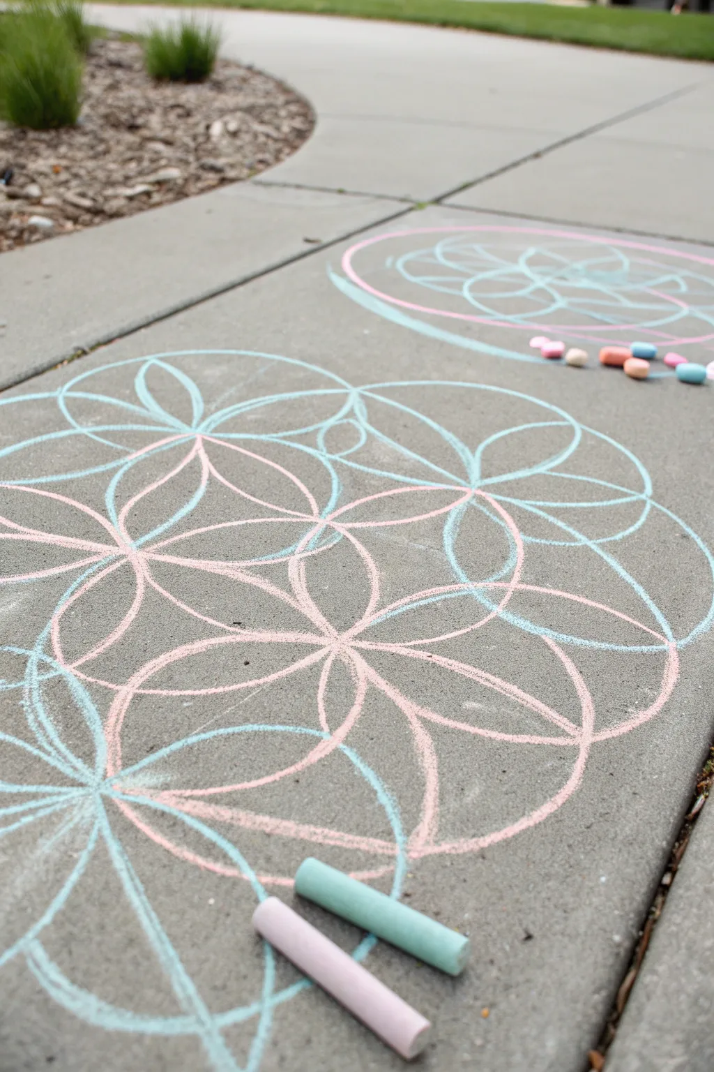 Bring beauty to your neighborhood with Seed of Life chalk art—where simplicity meets creativity!