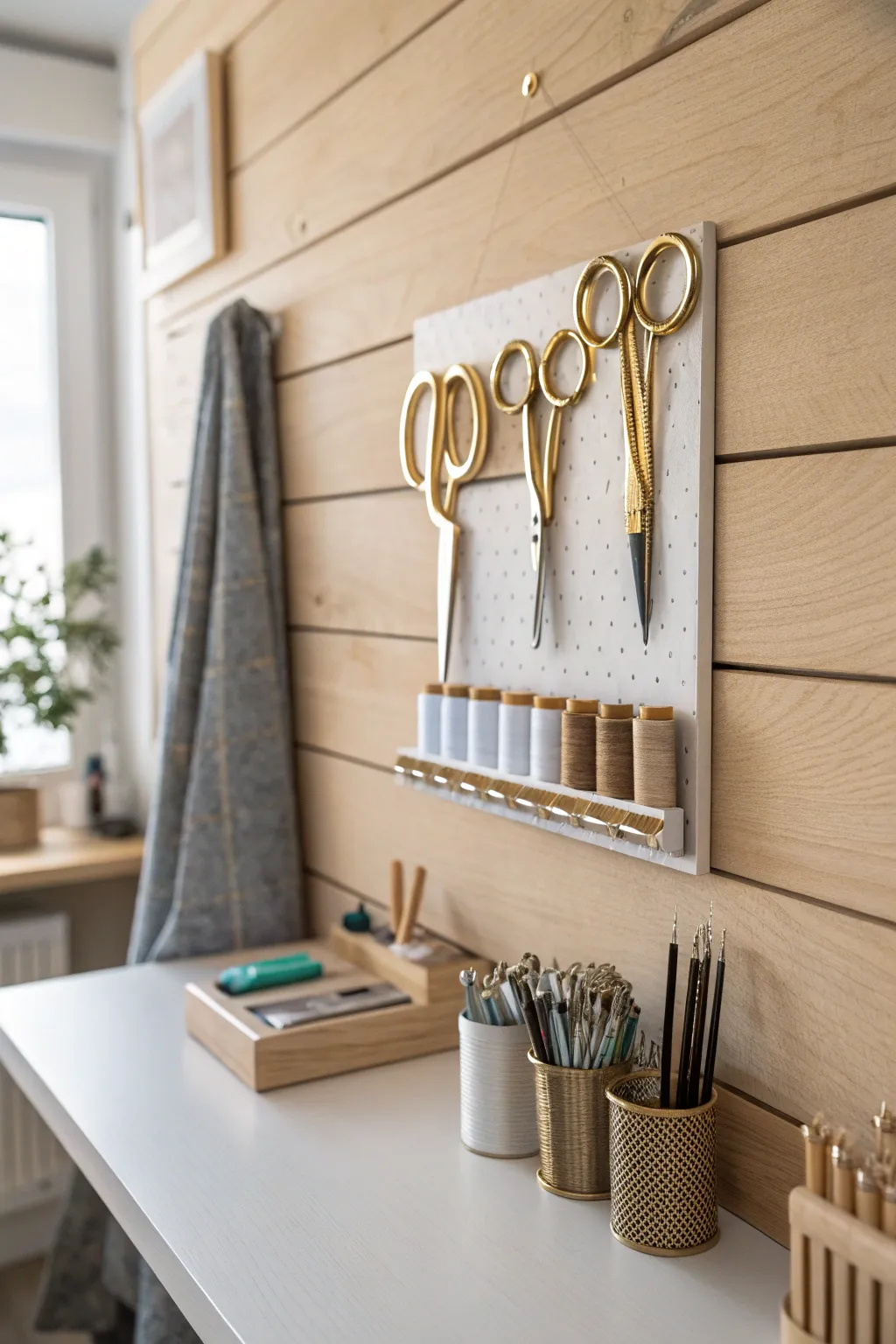 Elevate your sewing space with a chic magnetic strip for effortless organization and style.