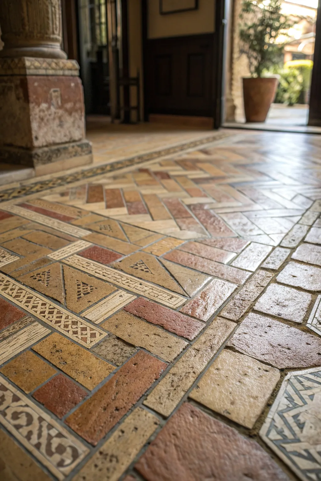 Transform your shed into a masterpiece with handcrafted tile flooring.