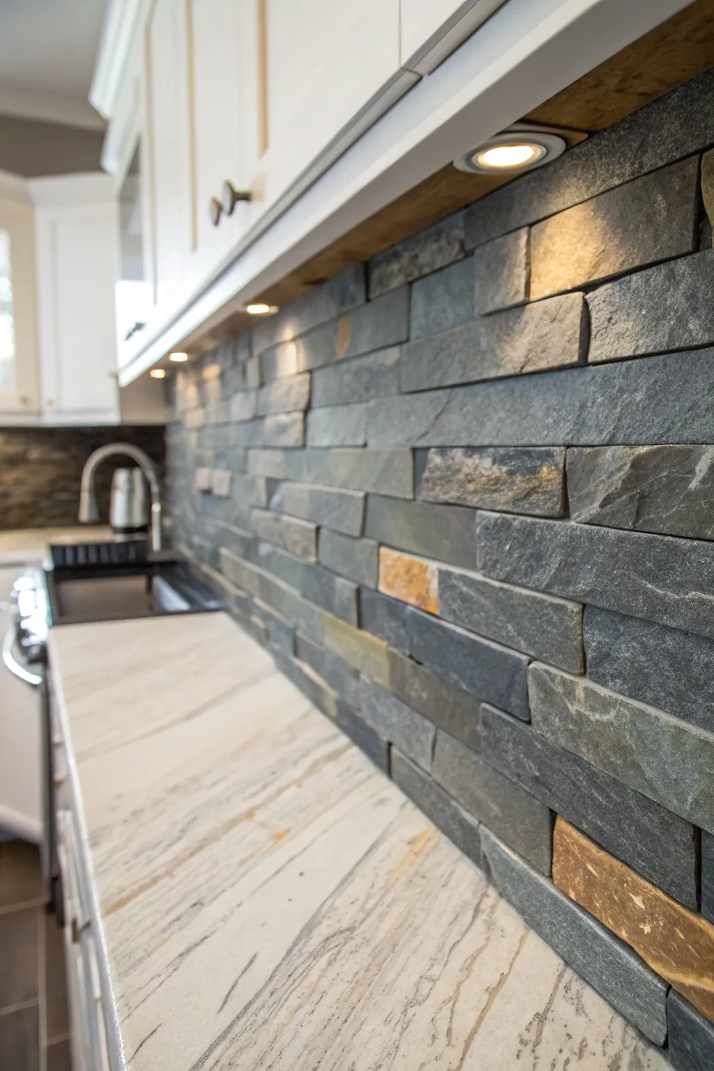 Elevate your kitchen with the timeless charm of a DIY slate backsplash.