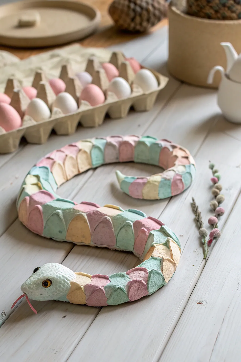 Transform everyday materials into a charming snake masterpiece with this simple and creative craft idea.